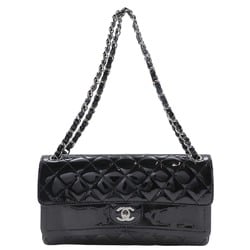 CHANEL Chain Shoulder Bag, Matelasse, Double Flap, Patent Leather, Black, Turn Lock, ChainShoulder, Women's, S180824921