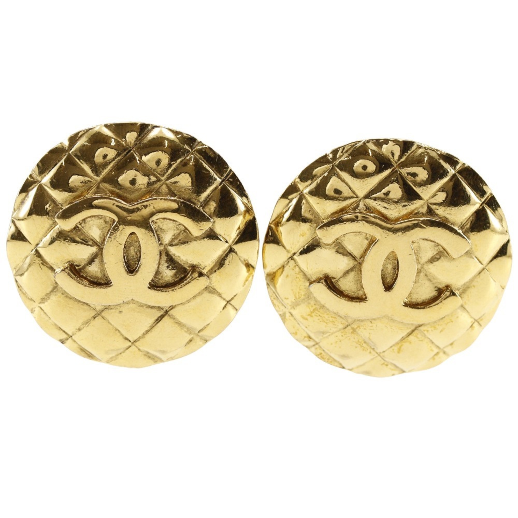 Chanel CHANEL Coco Mark Earrings Matelasse Gold Plated 1988 23 Approx. 42.7g COCO Women's