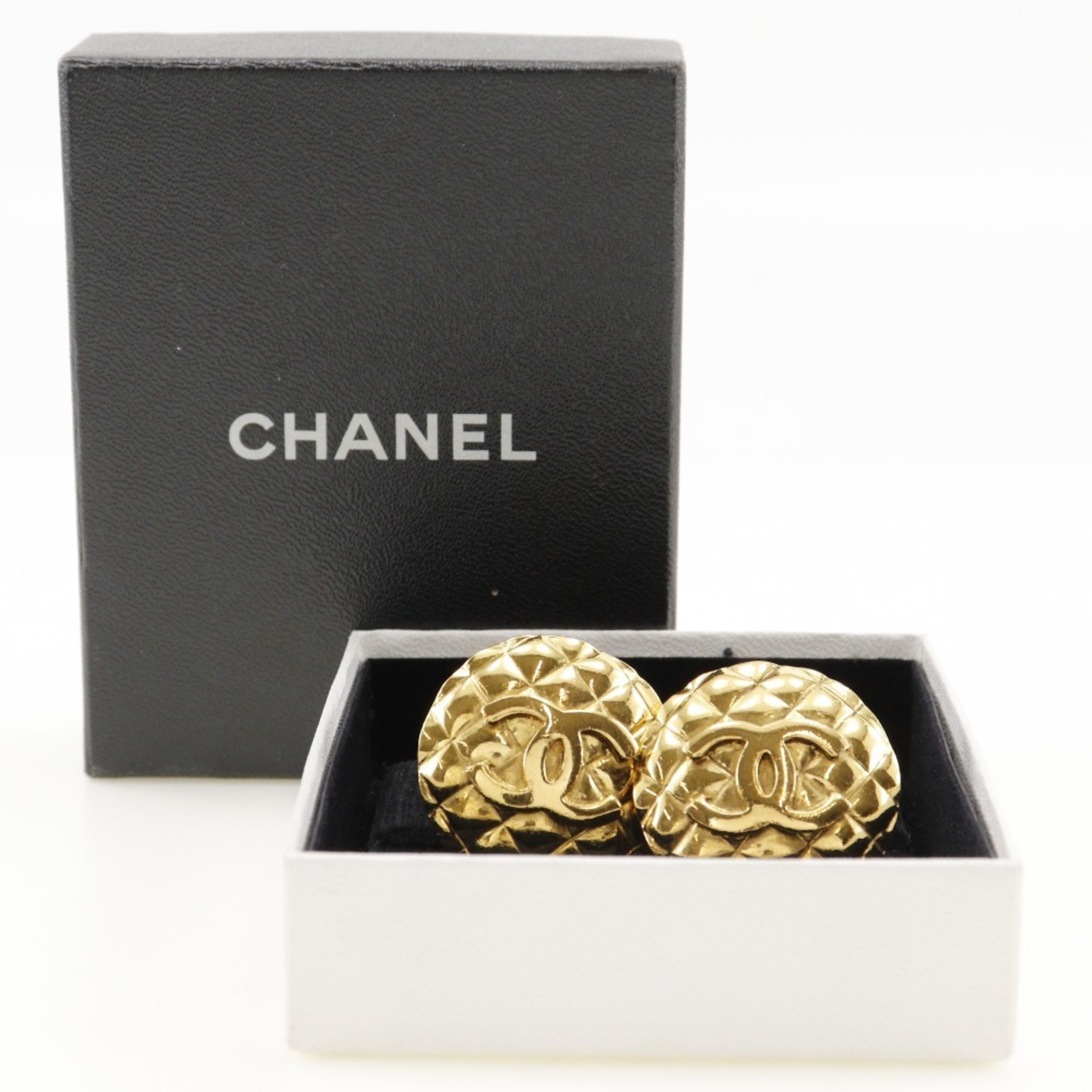 Chanel CHANEL Coco Mark Earrings Matelasse Gold Plated 1988 23 Approx. 42.7g COCO Women's