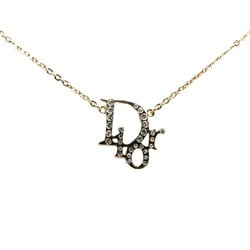 Christian Dior Dior Rhinestone Necklace Gold Plated Women's