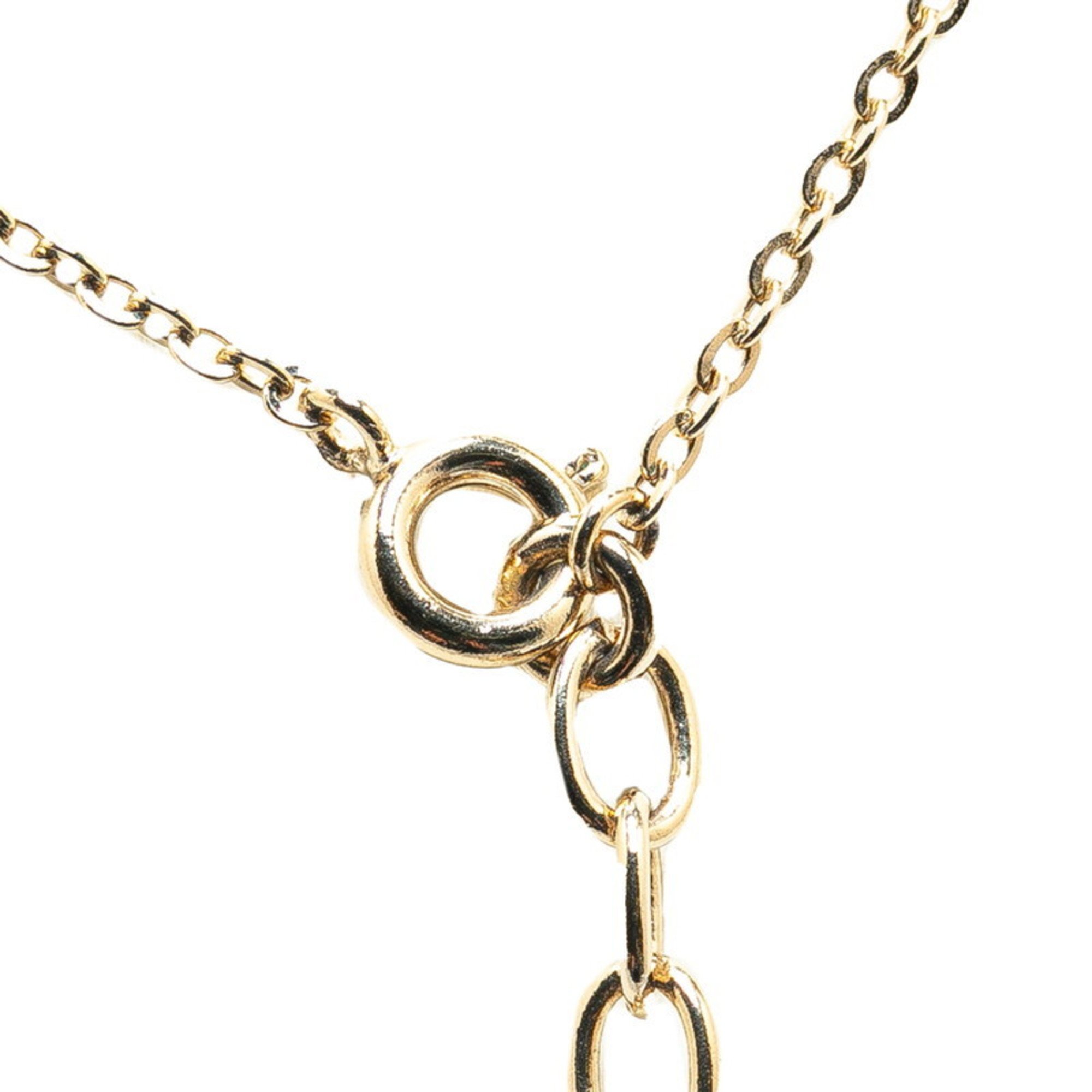 Christian Dior Dior Rhinestone Necklace Gold Plated Women's