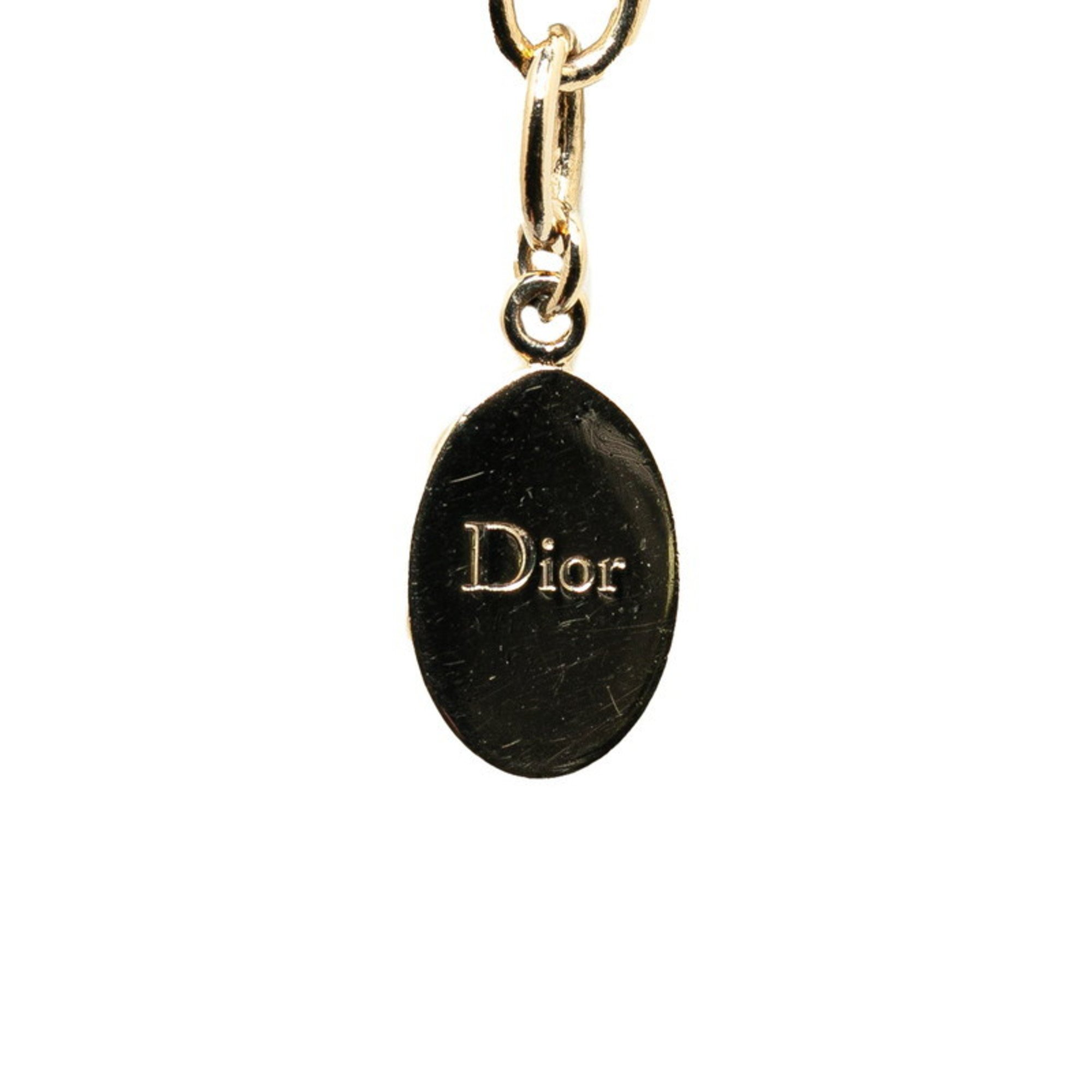 Christian Dior Dior Rhinestone Necklace Gold Plated Women's