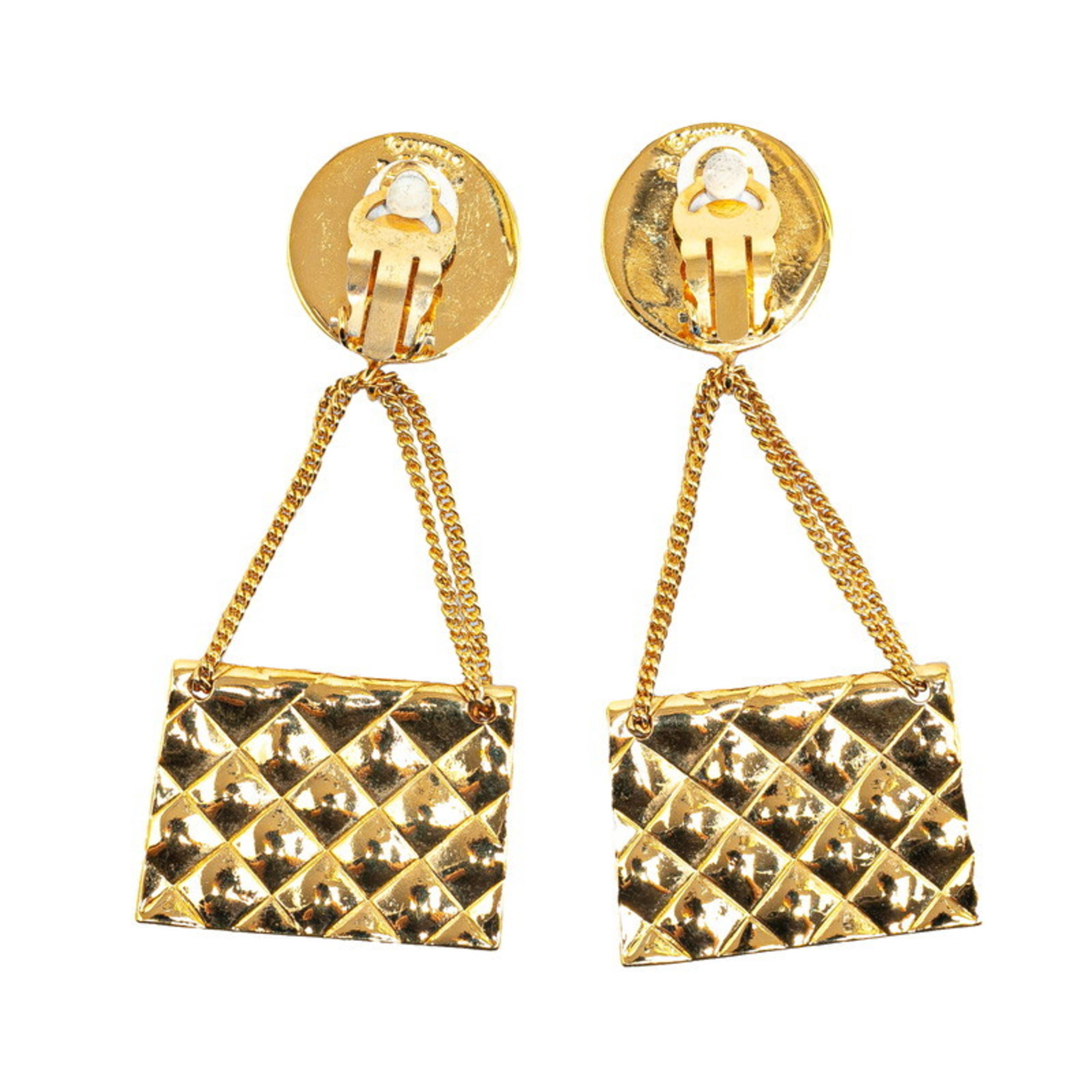 Chanel Coco Mark Matelasse Bag 31 RUE CAMBON PARIS Earrings Gold Plated Women's CHANEL