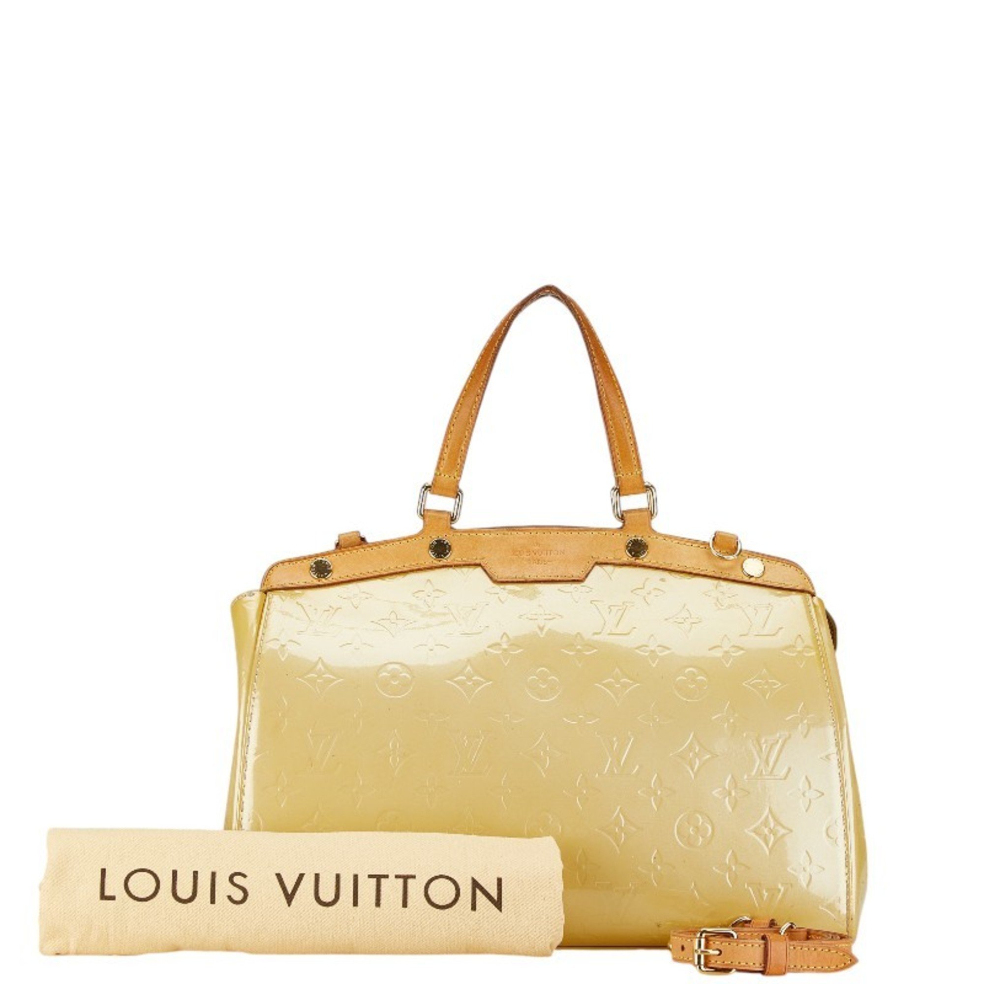 Louis Vuitton Monogram Vernis MM Handbag Shoulder Bag M90108 Citrine Beige Patent Leather Women's LOUIS VUITTON