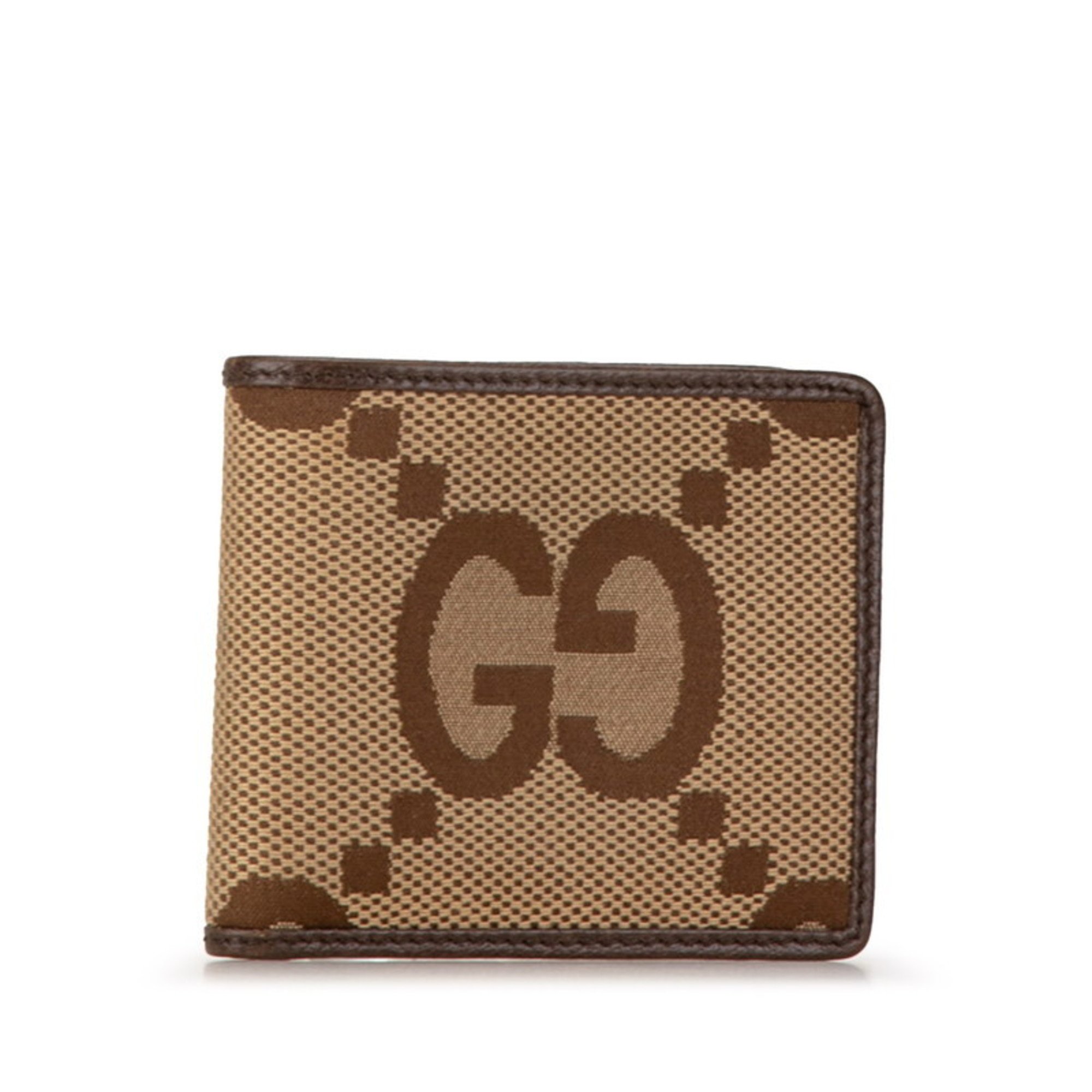 Gucci Jumbo GG Canvas Bi-fold Wallet 699308 Beige Brown Leather Women's GUCCI