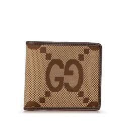 Gucci Jumbo GG Canvas Bi-fold Wallet 699308 Beige Brown Leather Women's GUCCI