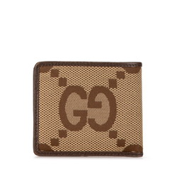 Gucci Jumbo GG Canvas Bi-fold Wallet 699308 Beige Brown Leather Women's GUCCI