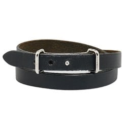 Hermes Api2 Bracelet Black Silver Leather Men's HERMES