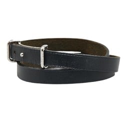 Hermes Api2 Bracelet Black Silver Leather Men's HERMES