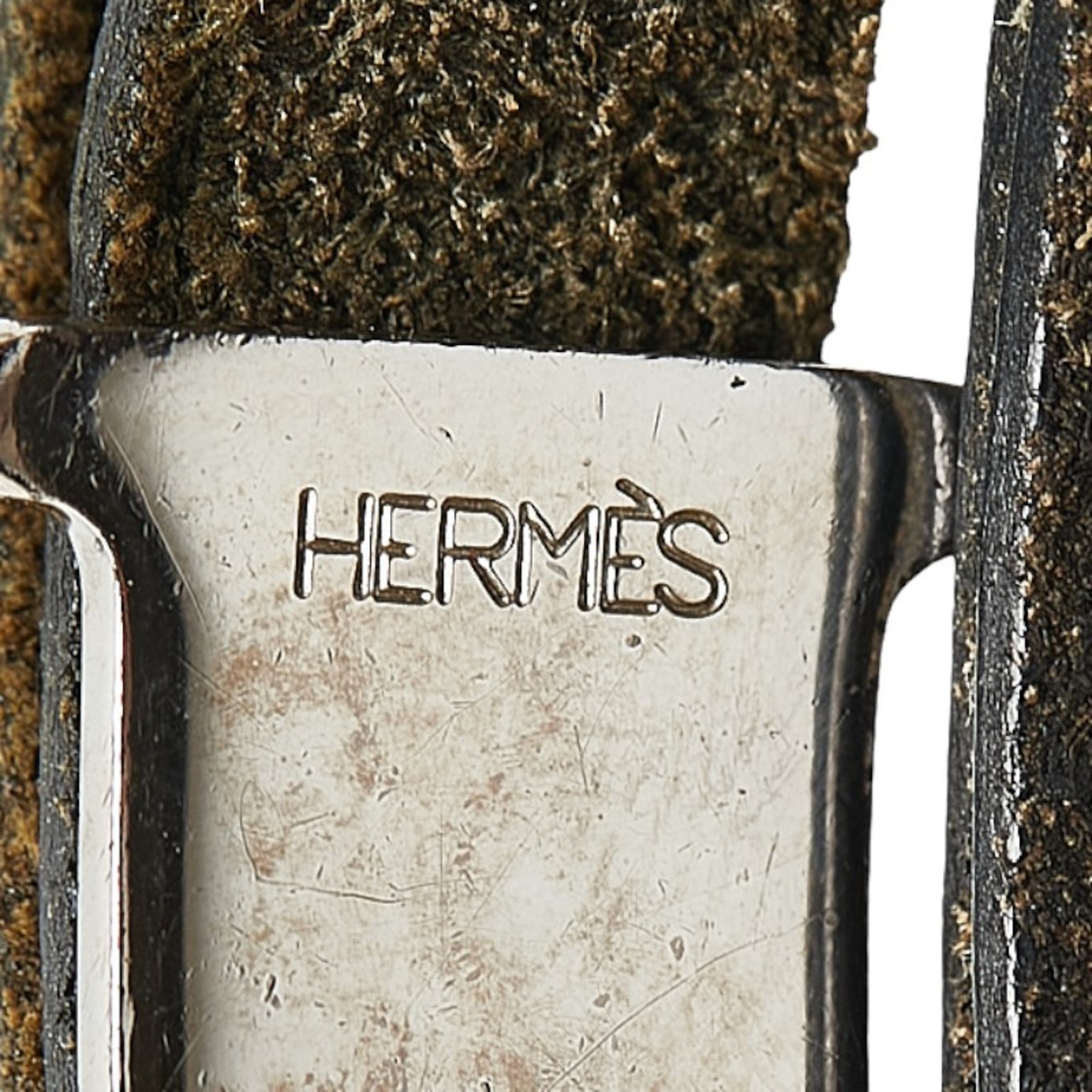 Hermes Api2 Bracelet Black Silver Leather Men's HERMES