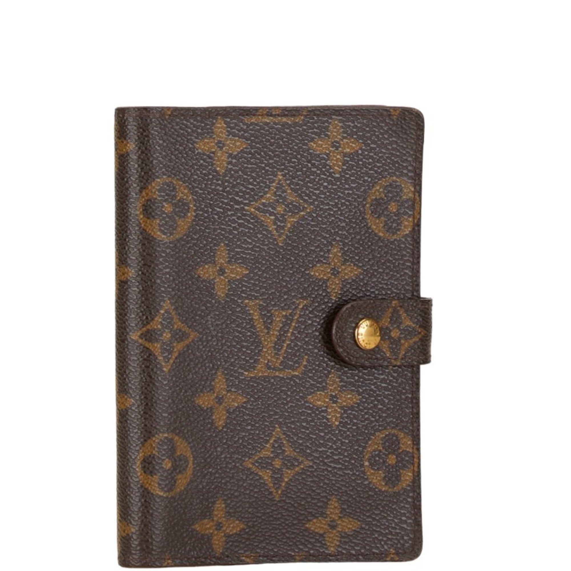 Louis Vuitton Monogram Agenda PM Notebook Cover R20005 Brown PVC Leather Women's LOUIS VUITTON