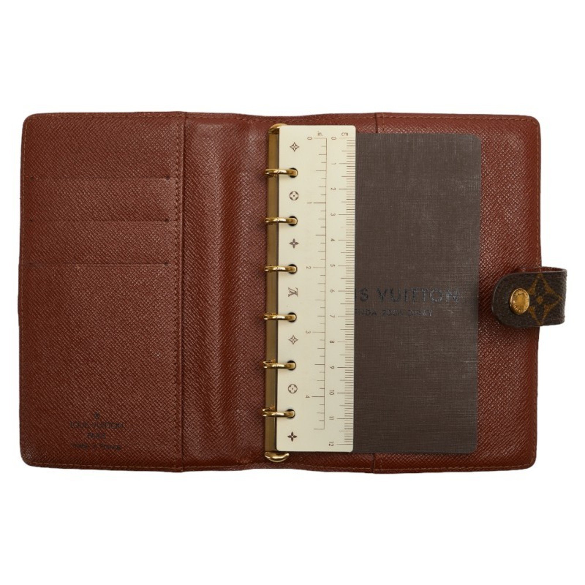 Louis Vuitton Monogram Agenda PM Notebook Cover R20005 Brown PVC Leather Women's LOUIS VUITTON