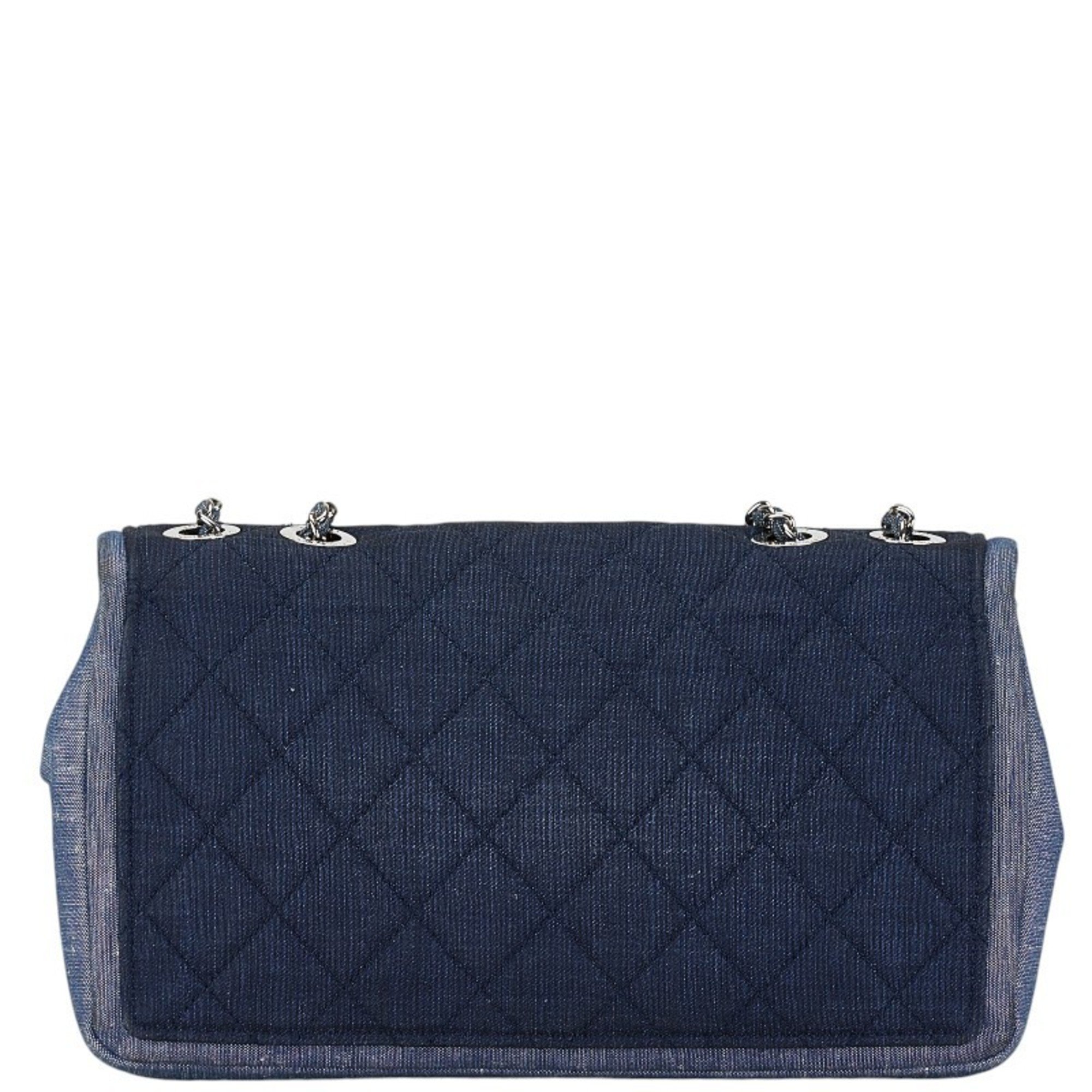 Chanel Matelasse 25 Coco Mark Chain Shoulder Bag Blue Navy Denim Women's CHANEL