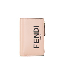 FENDI Bi-fold Wallet Compact Pink Leather Women's