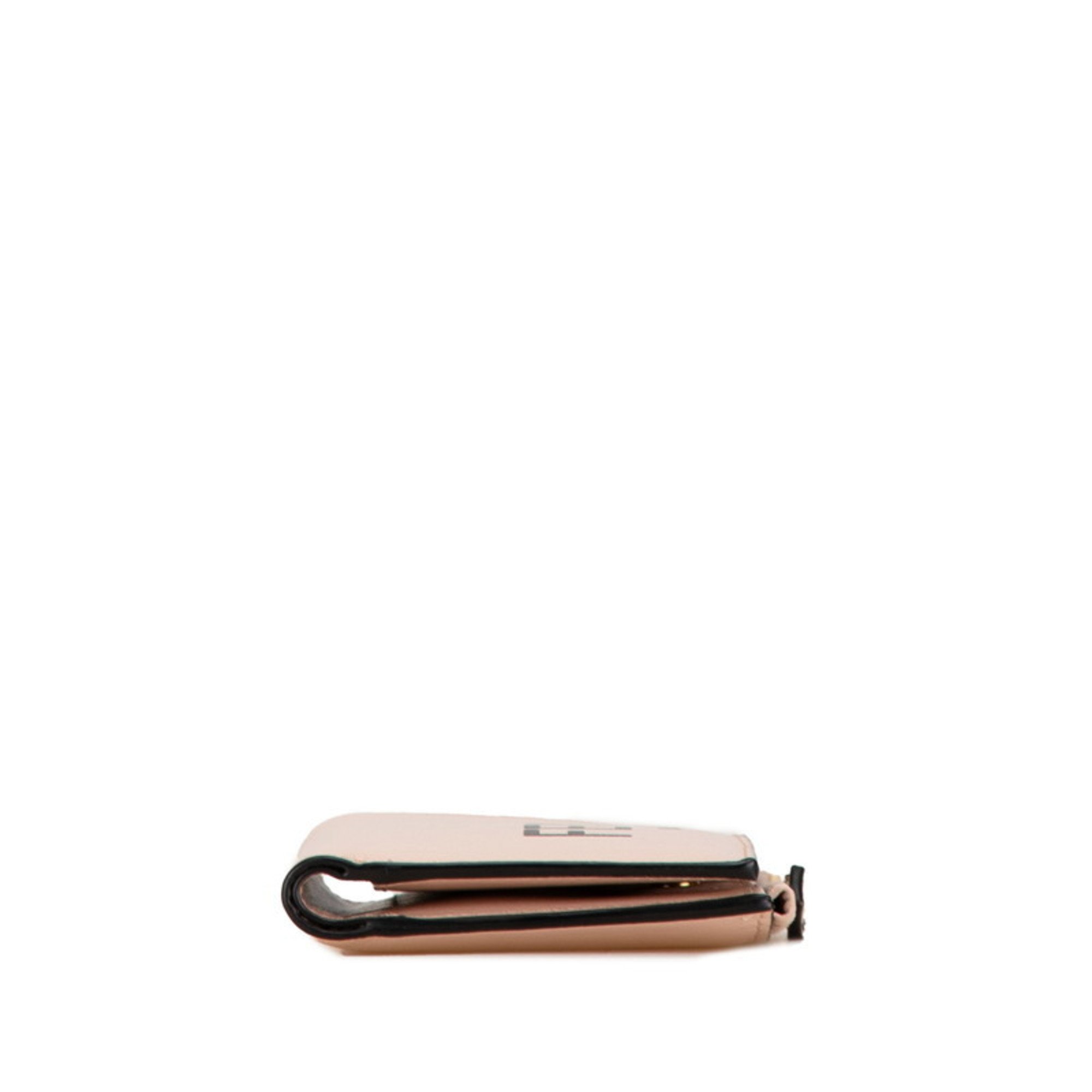 FENDI Bi-fold Wallet Compact Pink Leather Women's