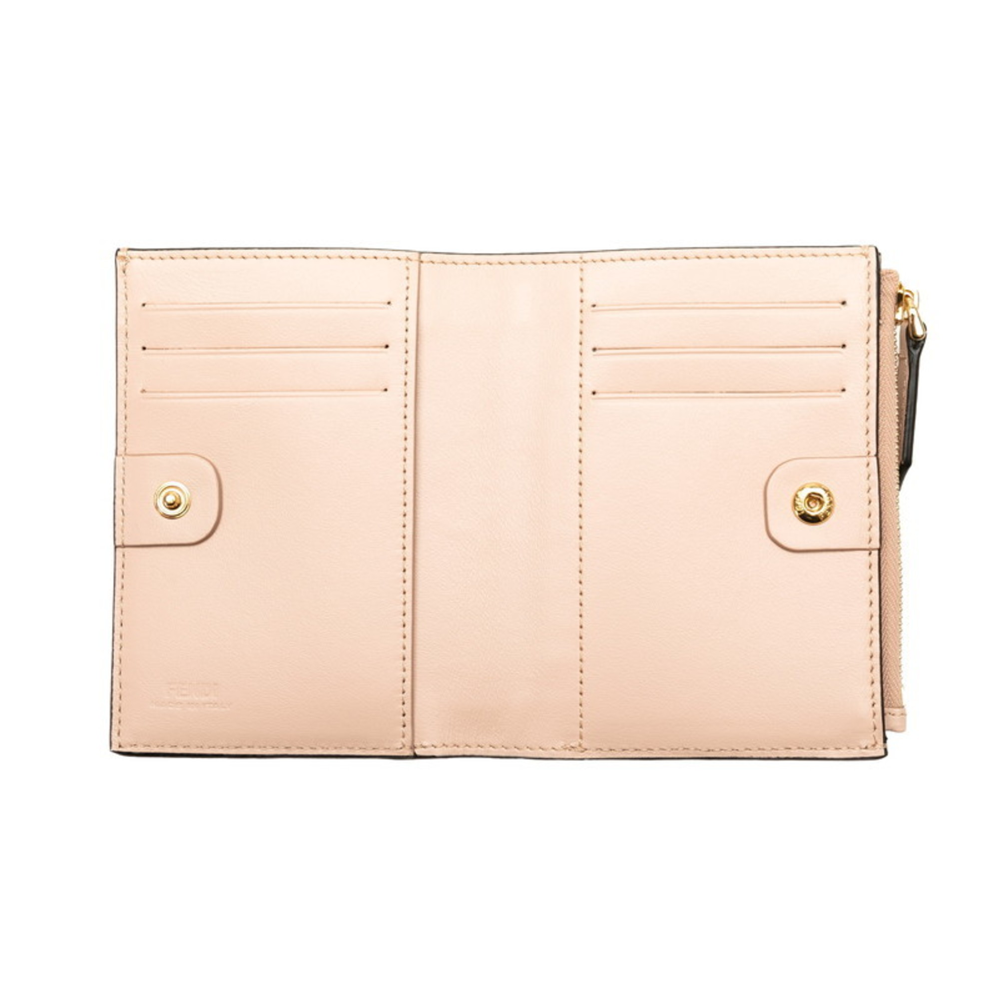 FENDI Bi-fold Wallet Compact Pink Leather Women's