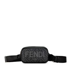 FENDI ZUCCA Camera Case Small Shoulder Bag 7M0285 Black PVC Leather Women's