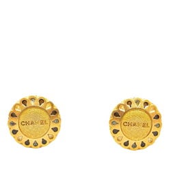 Chanel Color Stone Earrings Gold Plated Women's CHANEL