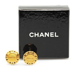 Chanel Color Stone Earrings Gold Plated Women's CHANEL