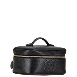 Chanel Coco Mark Vanity Bag Handbag Black Caviar Skin Women's CHANEL