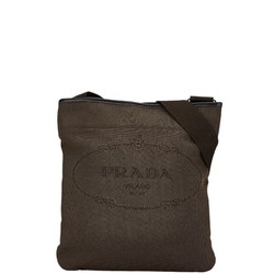 Prada Jacquard Shoulder Bag Brown Canvas Leather Women's PRADA