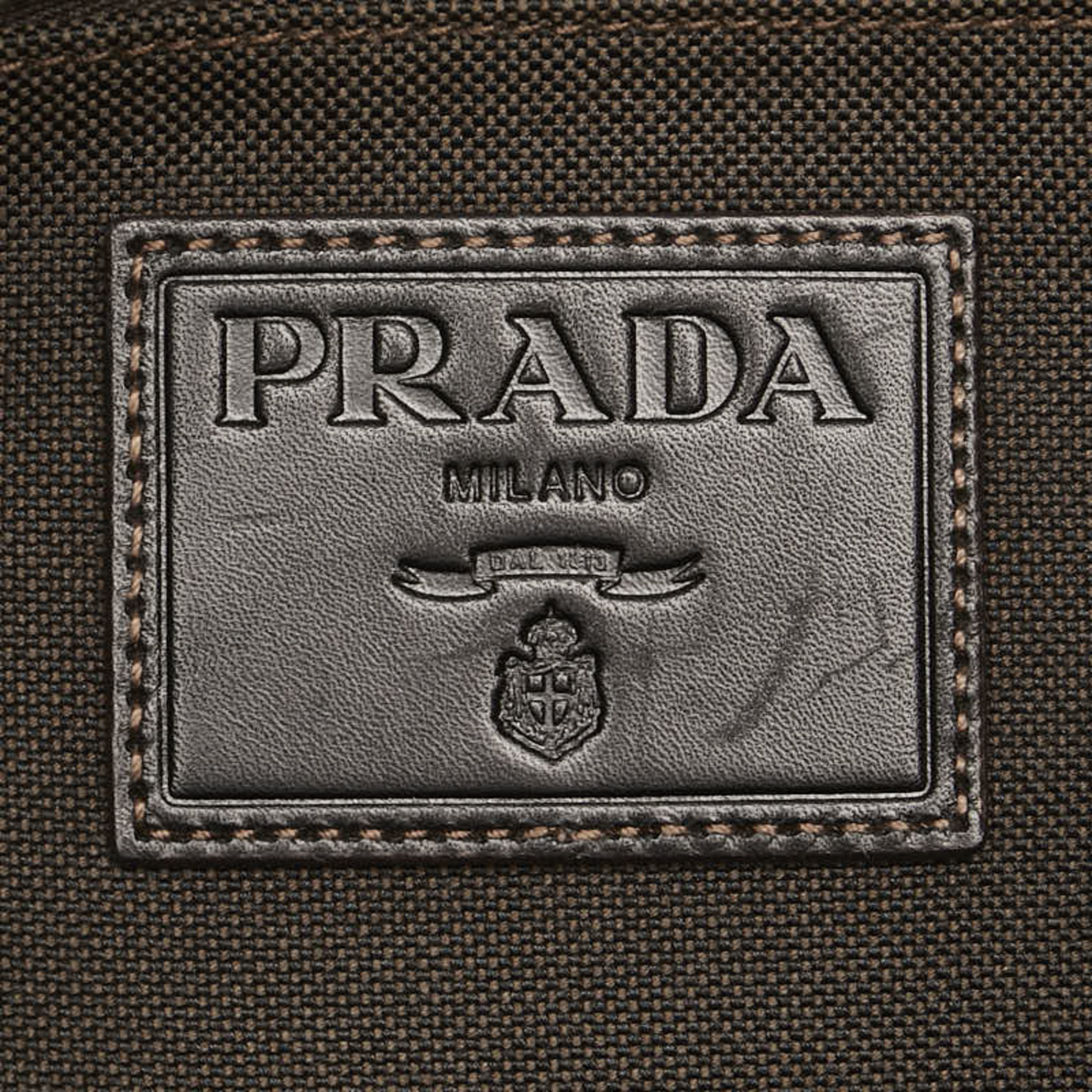 Prada Jacquard Shoulder Bag Brown Canvas Leather Women's PRADA