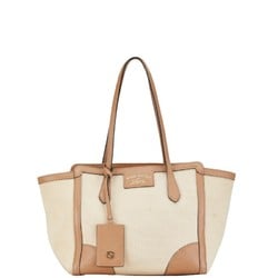 Gucci Tote Bag 354408 Beige Brown Canvas Leather Women's GUCCI