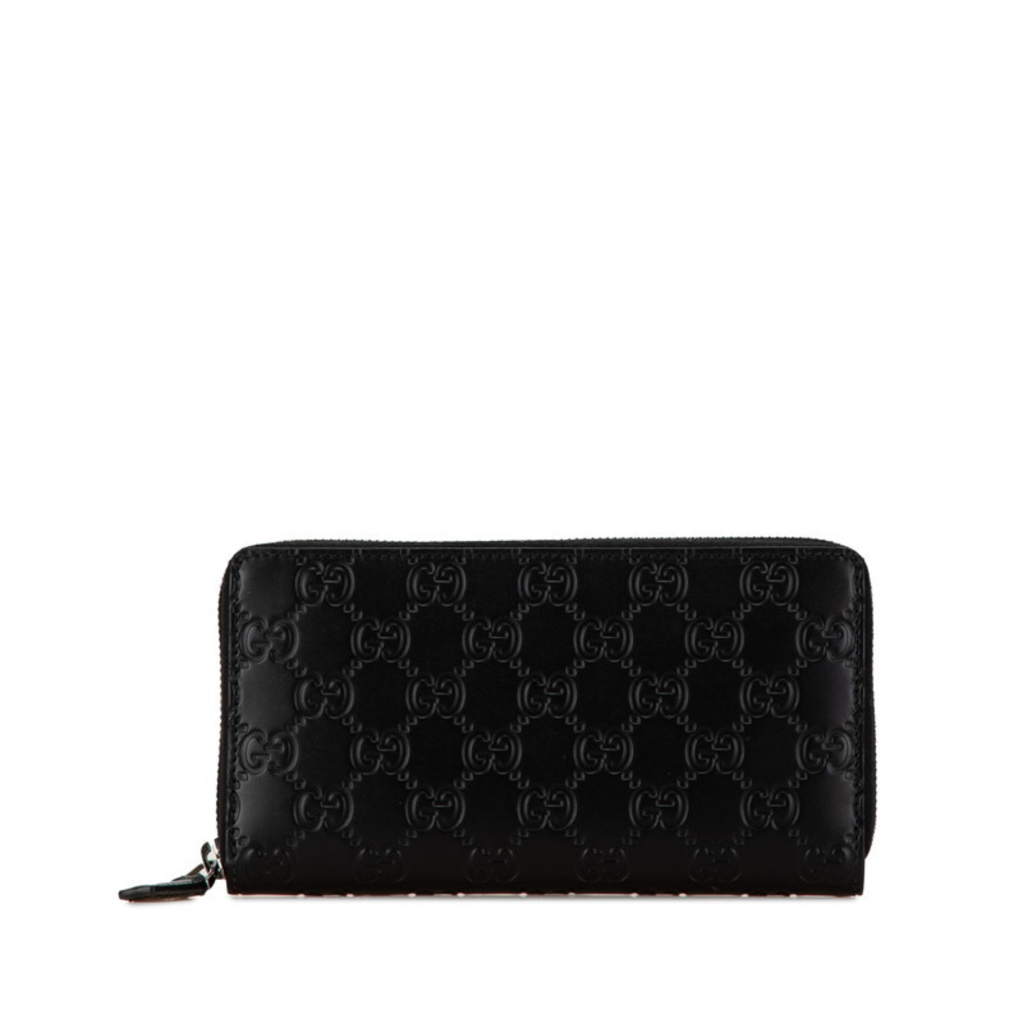 Gucci Guccissima Round Long Wallet 307987 Black Leather Women's GUCCI