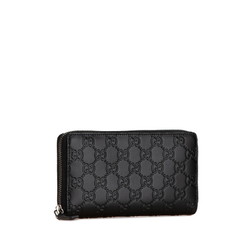 Gucci Guccissima Round Long Wallet 307987 Black Leather Women's GUCCI