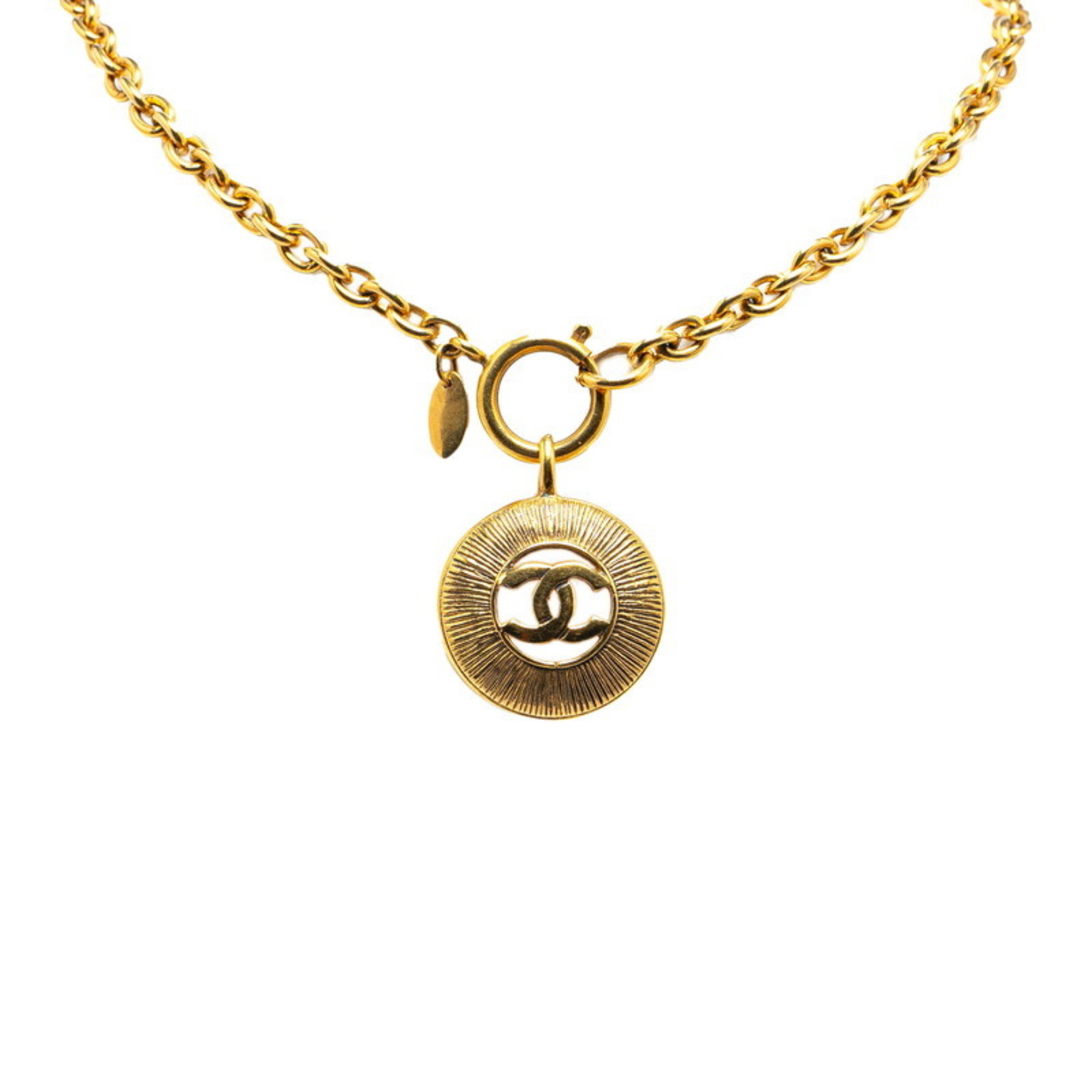 Chanel Coco Mark Necklace Gold Plated Women's CHANEL