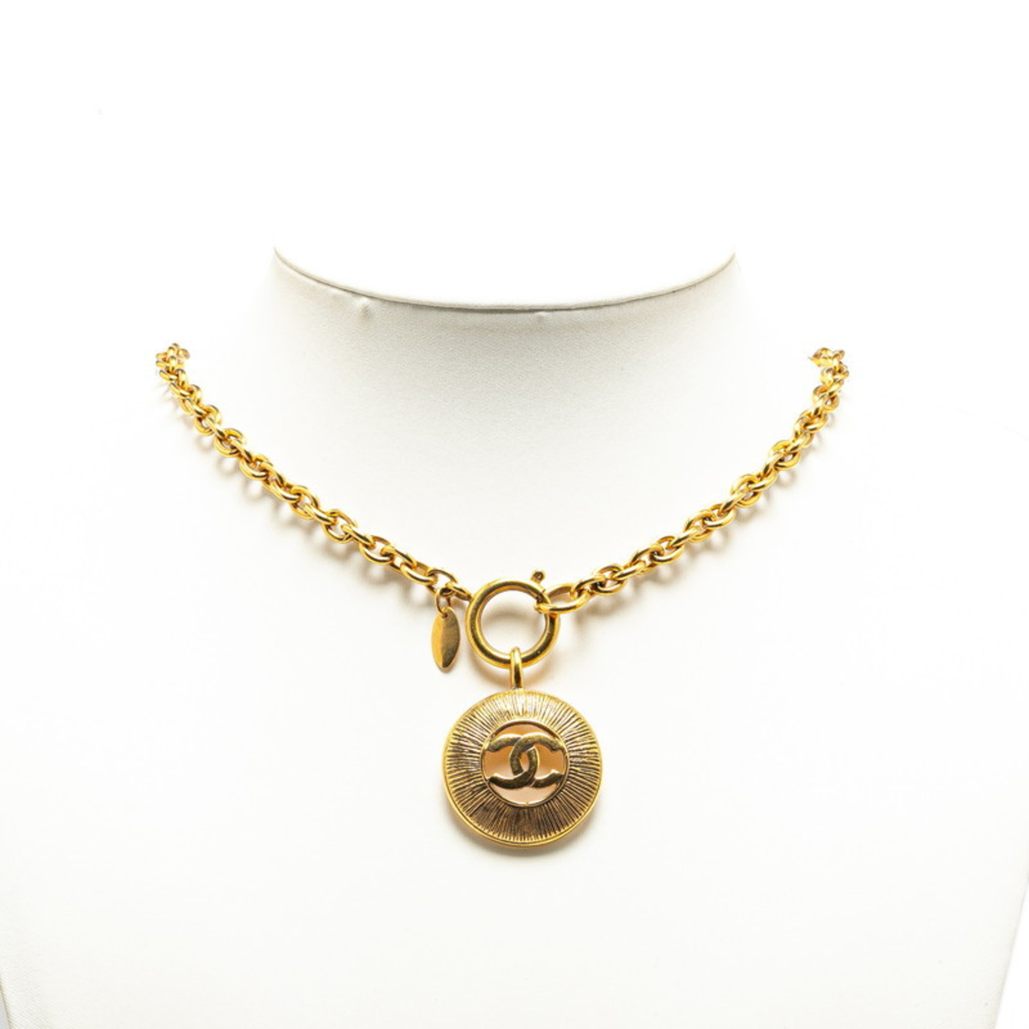 Chanel Coco Mark Necklace Gold Plated Women's CHANEL