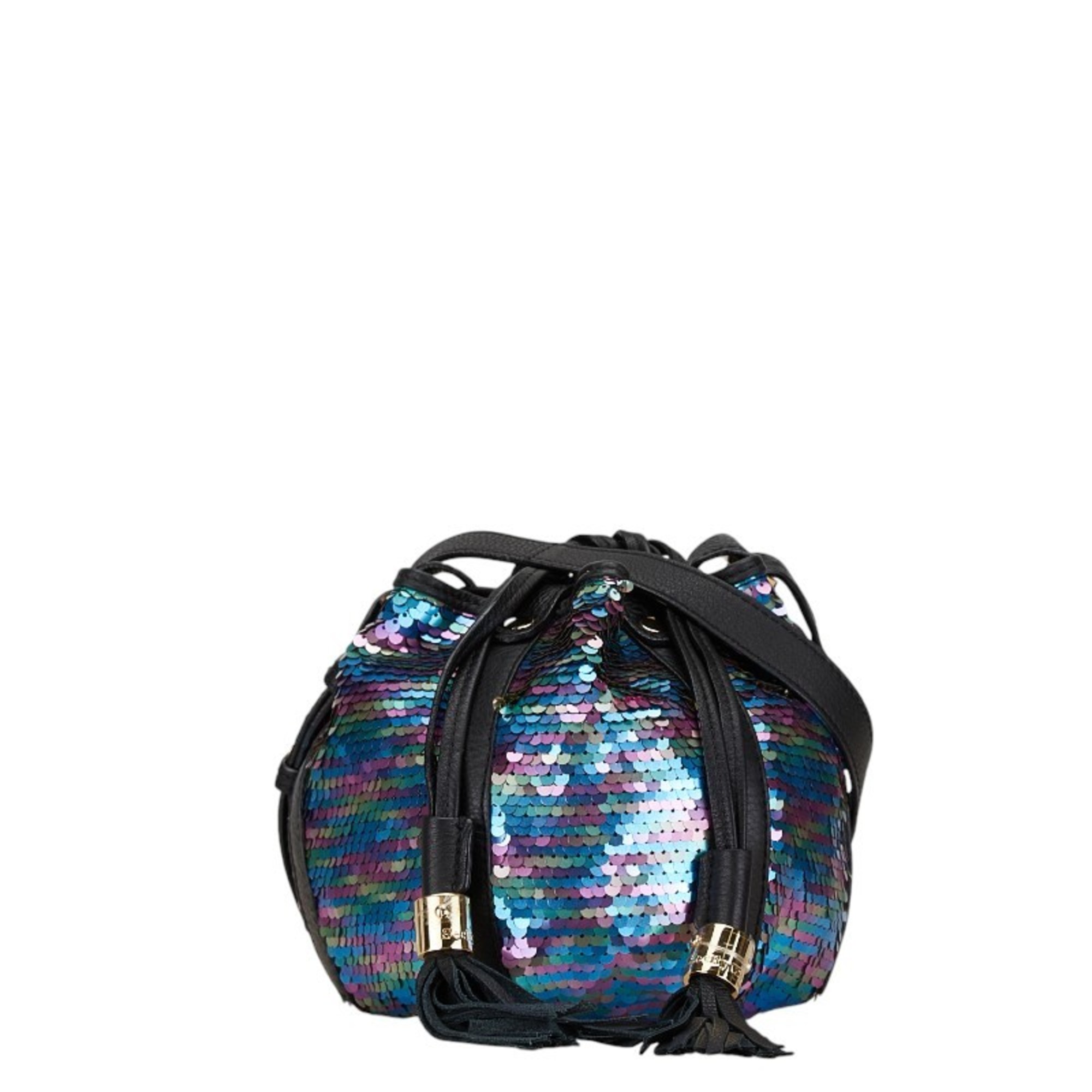 See by Chloé SEE BY CHLOE Vicky Bucket Bag Shoulder Multicolor Black Leather Sequins Women's