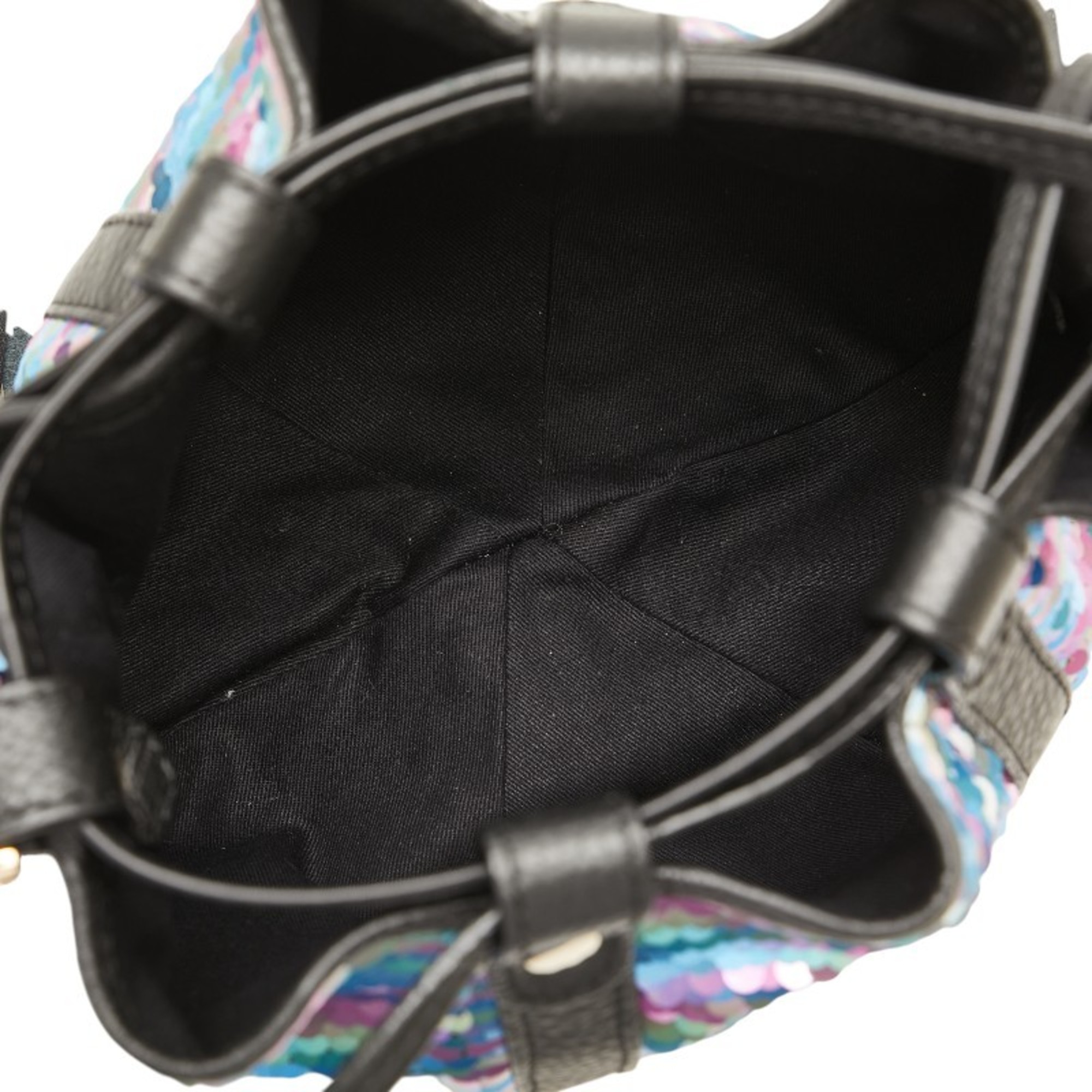 See by Chloé SEE BY CHLOE Vicky Bucket Bag Shoulder Multicolor Black Leather Sequins Women's