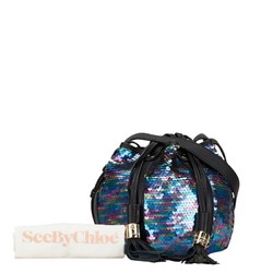 See by Chloé SEE BY CHLOE Vicky Bucket Bag Shoulder Multicolor Black Leather Sequins Women's