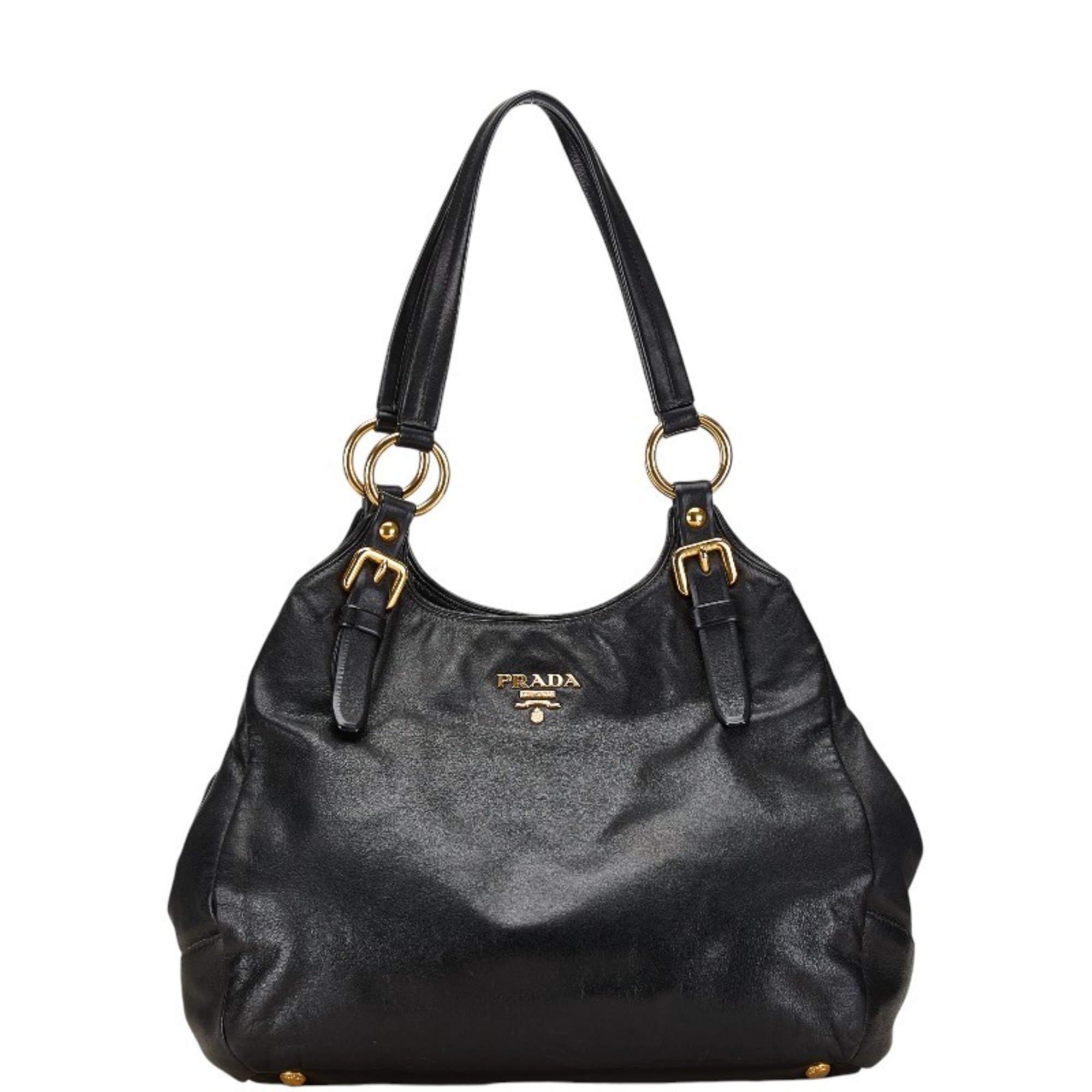 Prada handbag black leather women's PRADA