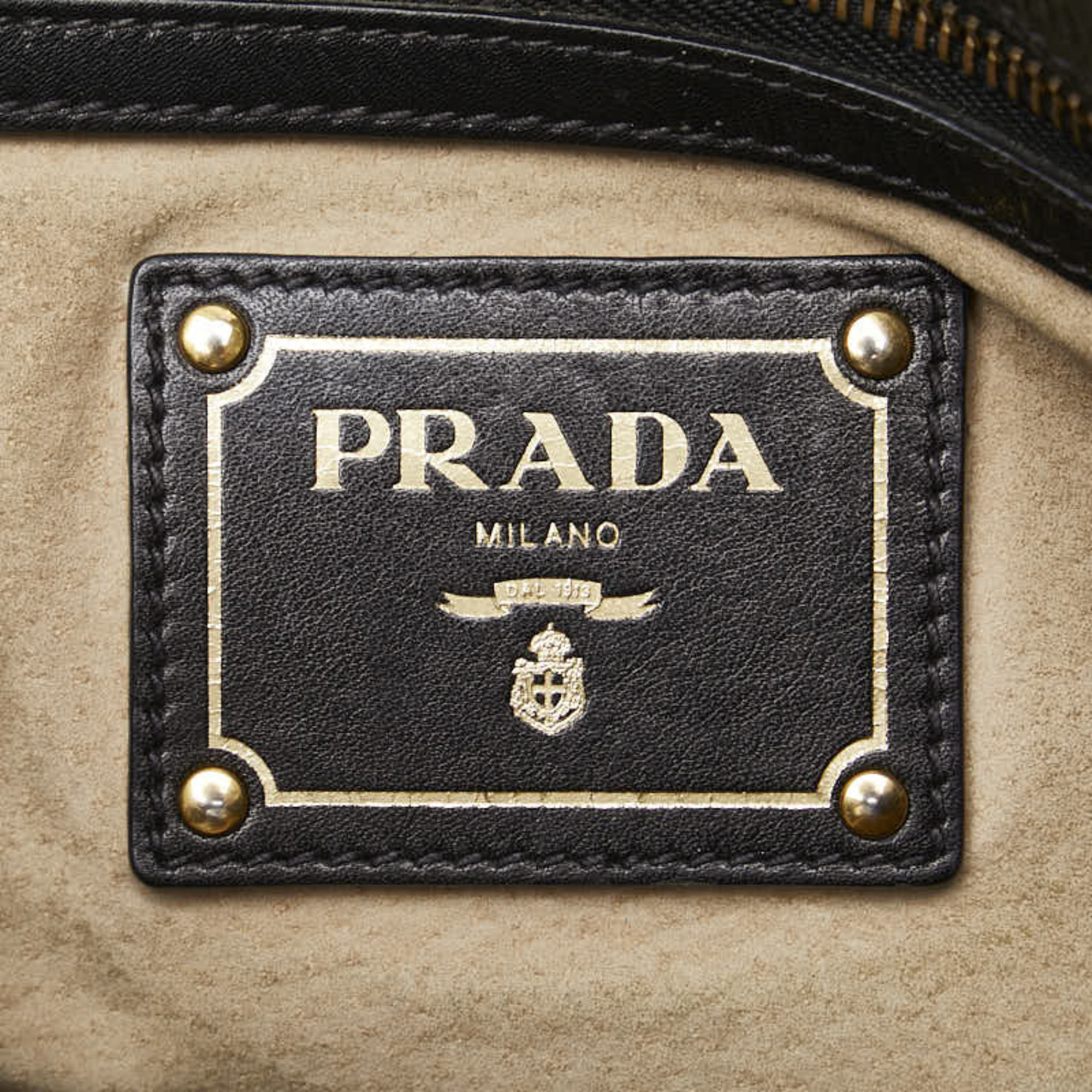 Prada handbag black leather women's PRADA