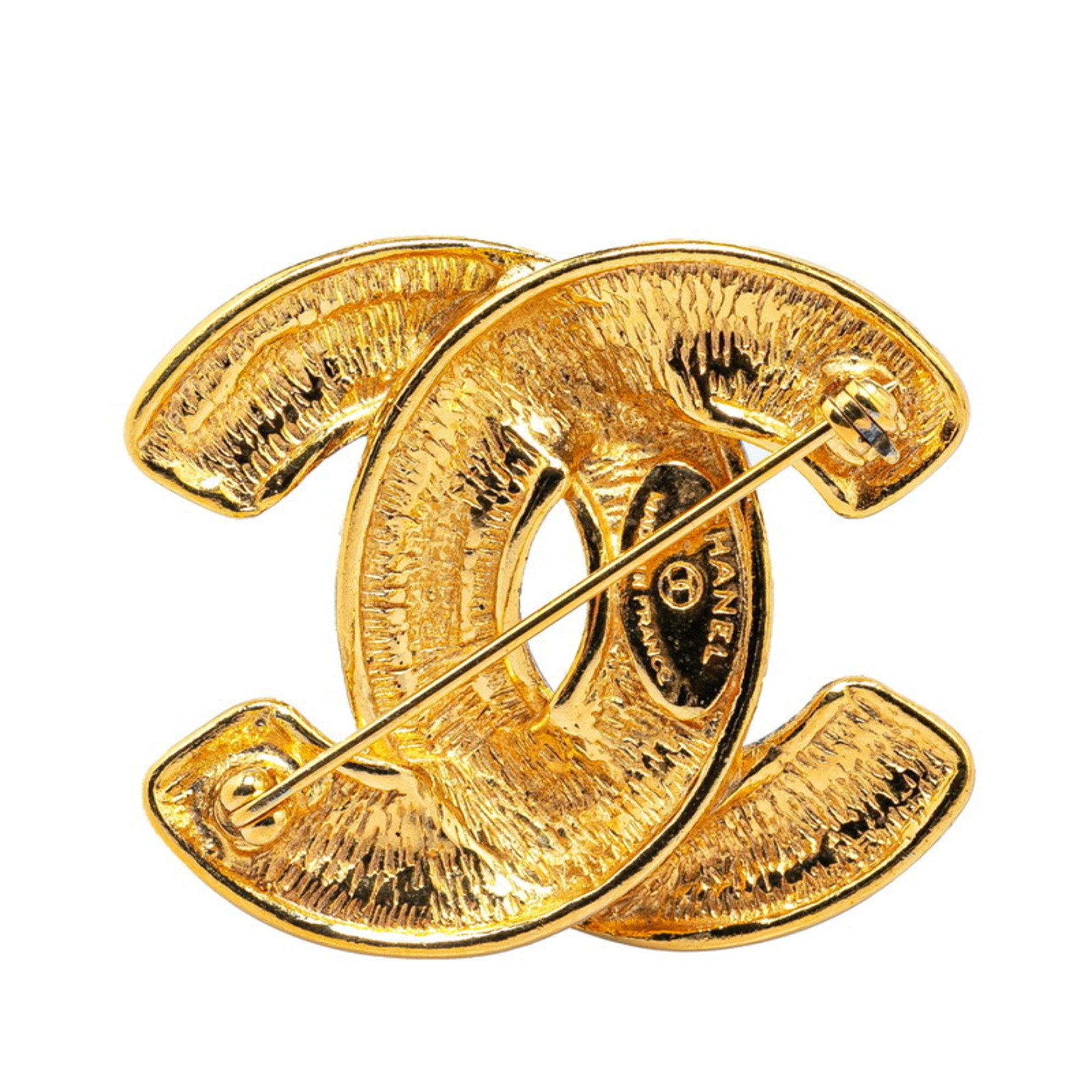 Chanel Coco Mark Matelasse Brooch Gold Plated Women's CHANEL