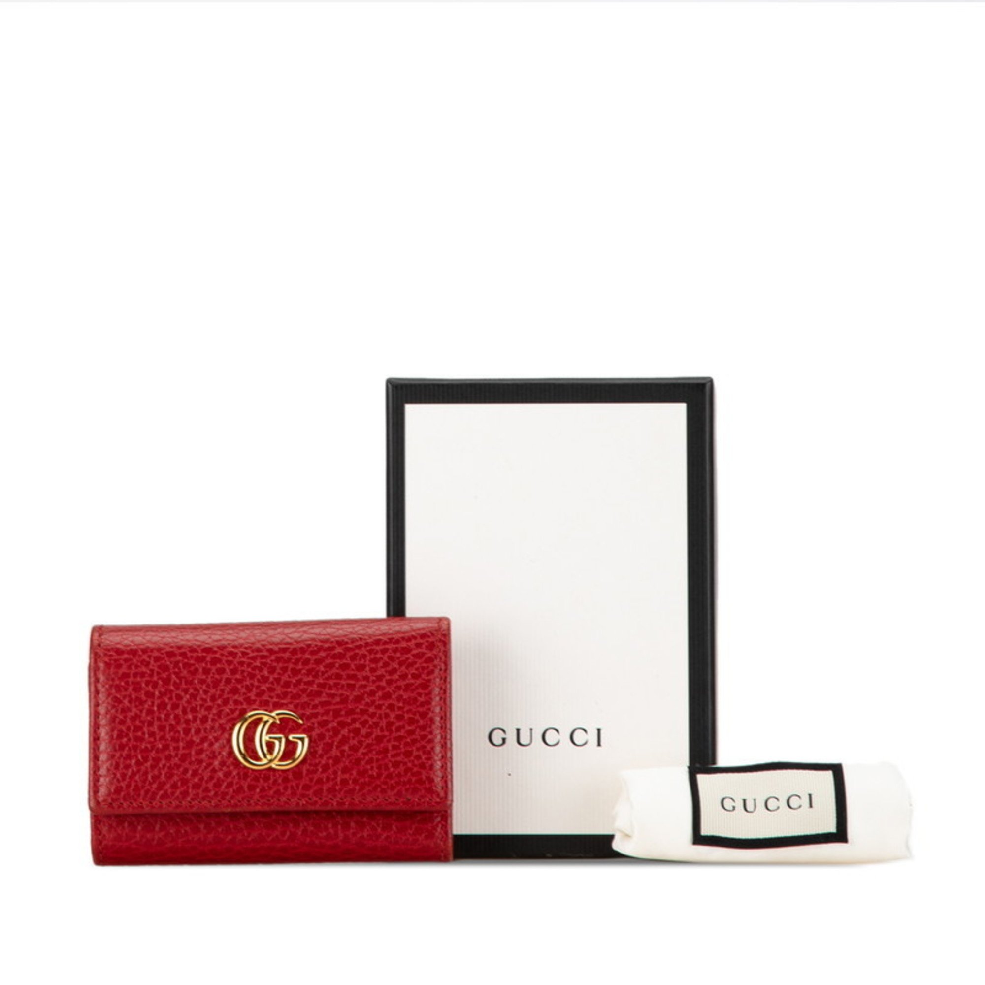 Gucci GG Marmont 6-ring key case 456118 Red leather Women's GUCCI