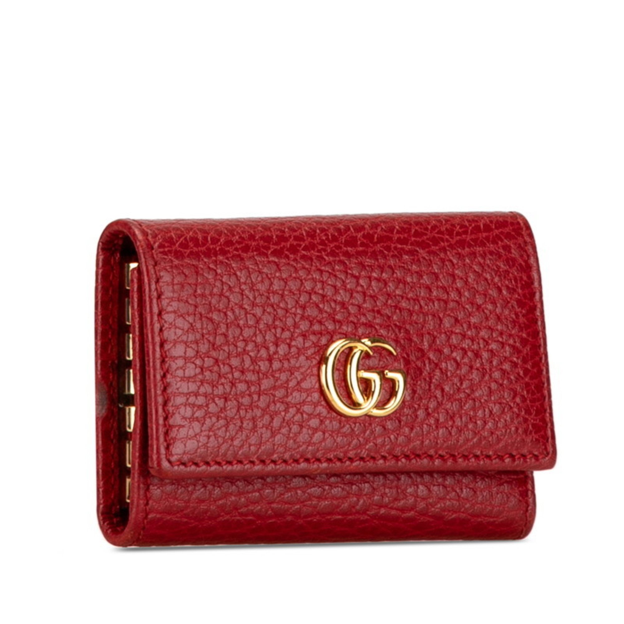 Gucci GG Marmont 6-ring key case 456118 Red leather Women's GUCCI