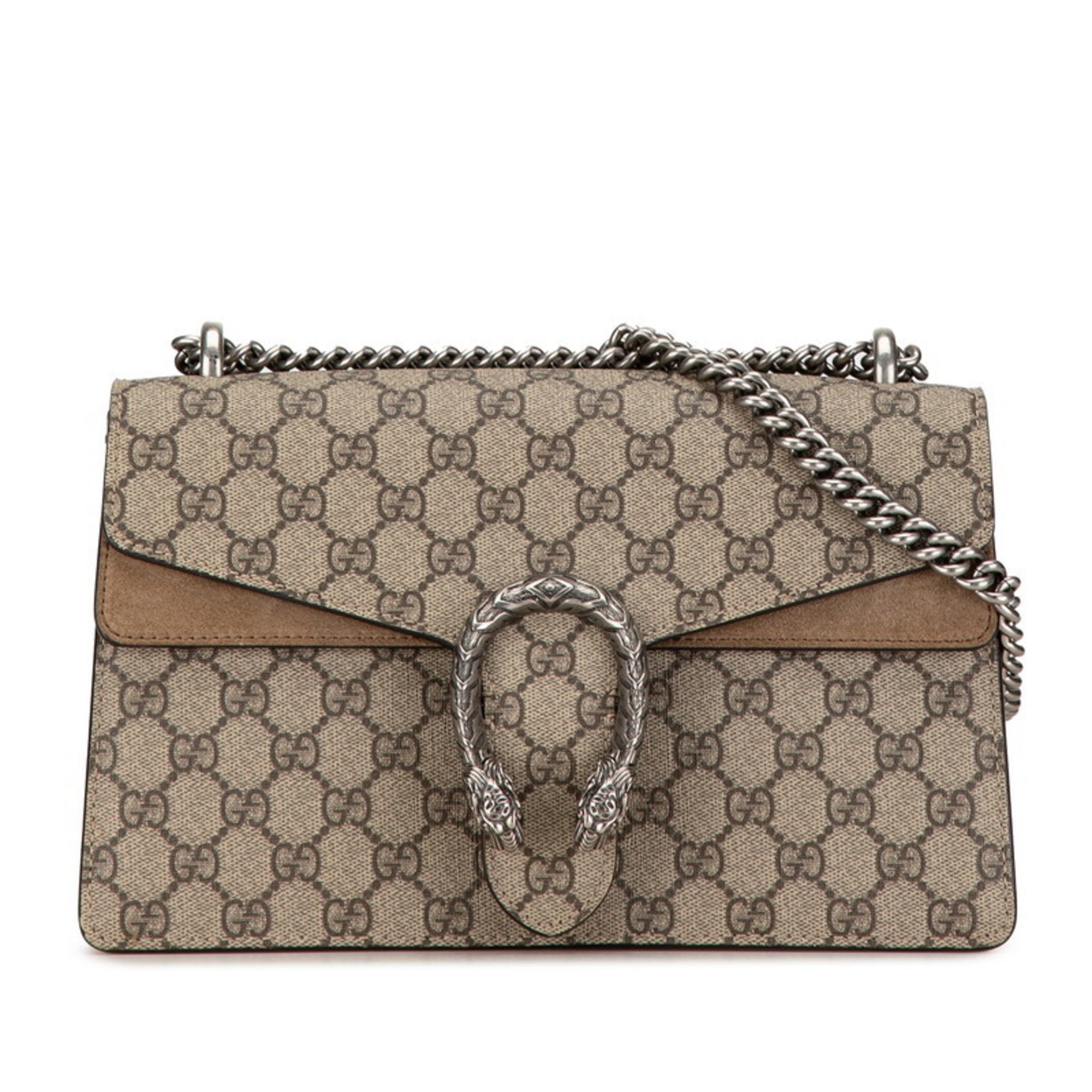 Gucci GG Supreme Dionysus Chain Shoulder Bag 400249 Beige PVC Suede Women's GUCCI