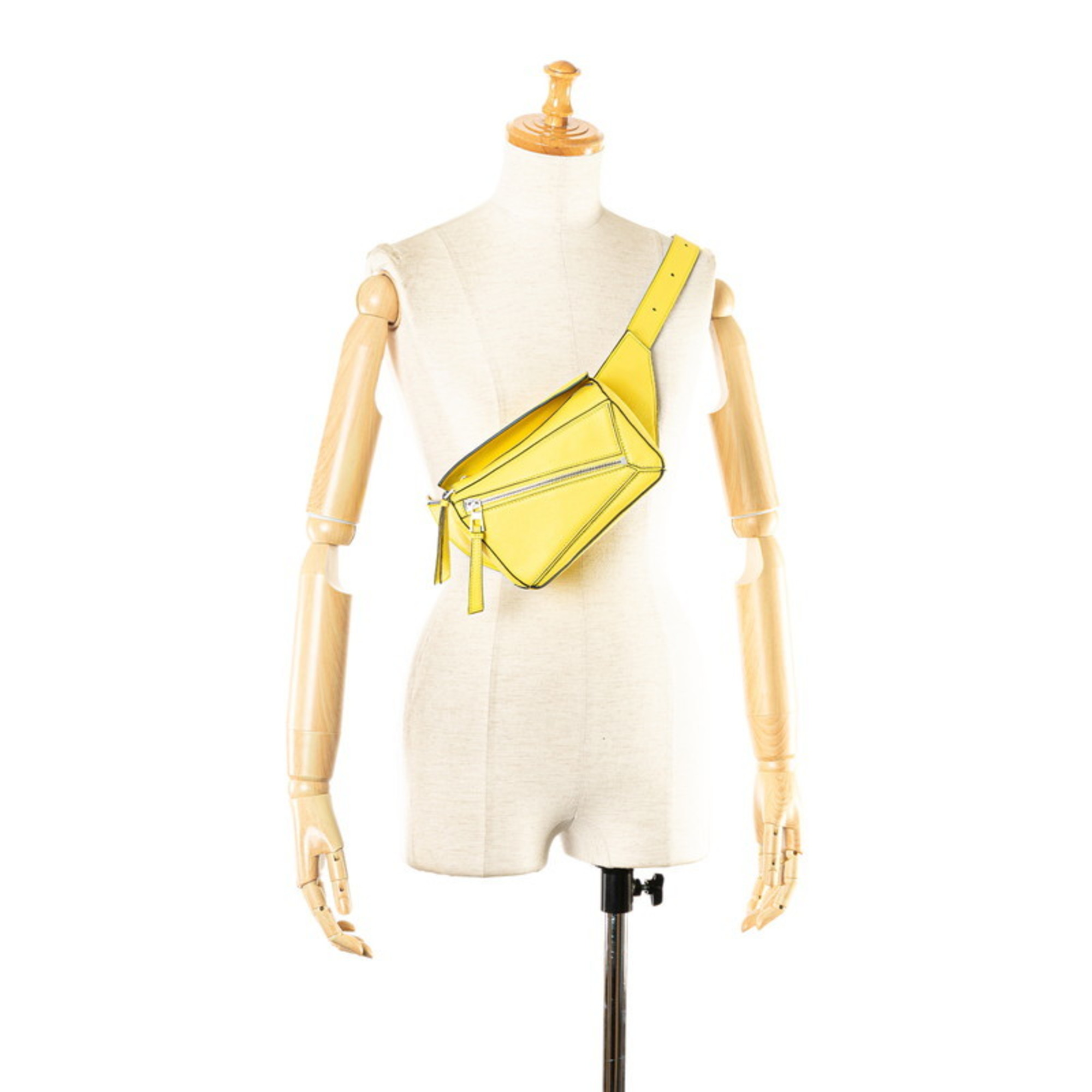 LOEWE PUZZLE BUM BAG WAIST BODY LEMON YELLOW LEATHER WOMEN'S