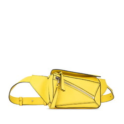 LOEWE PUZZLE BUM BAG WAIST BODY LEMON YELLOW LEATHER WOMEN'S