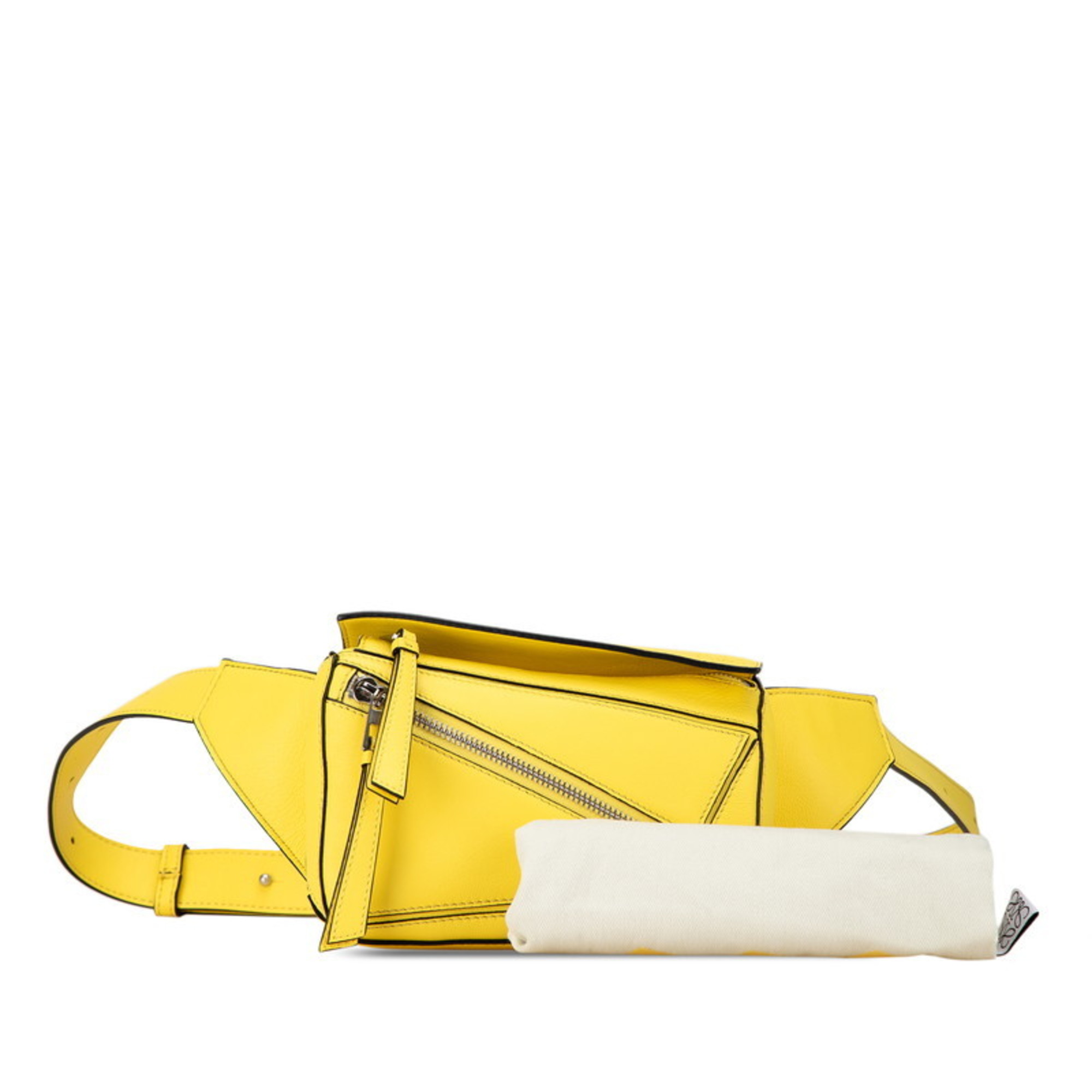 LOEWE PUZZLE BUM BAG WAIST BODY LEMON YELLOW LEATHER WOMEN'S