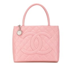 CHANEL Reprint Tote Coco Mark Bag A01804 Pink Caviar Skin Women's