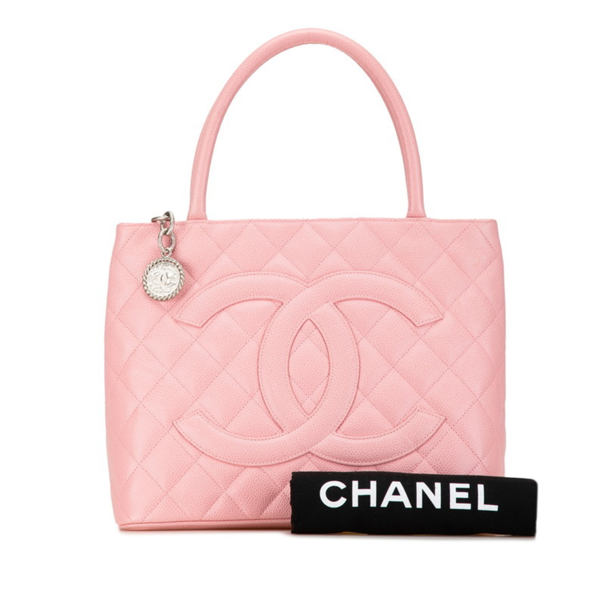 CHANEL Reprint Tote Coco Mark Bag A01804 Pink Caviar Skin Women's