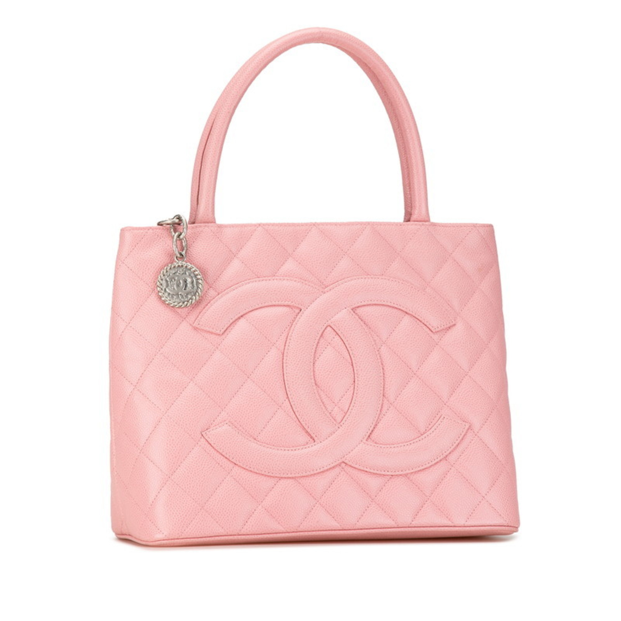 CHANEL Reprint Tote Coco Mark Bag A01804 Pink Caviar Skin Women's