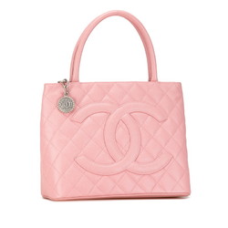 CHANEL Reprint Tote Coco Mark Bag A01804 Pink Caviar Skin Women's