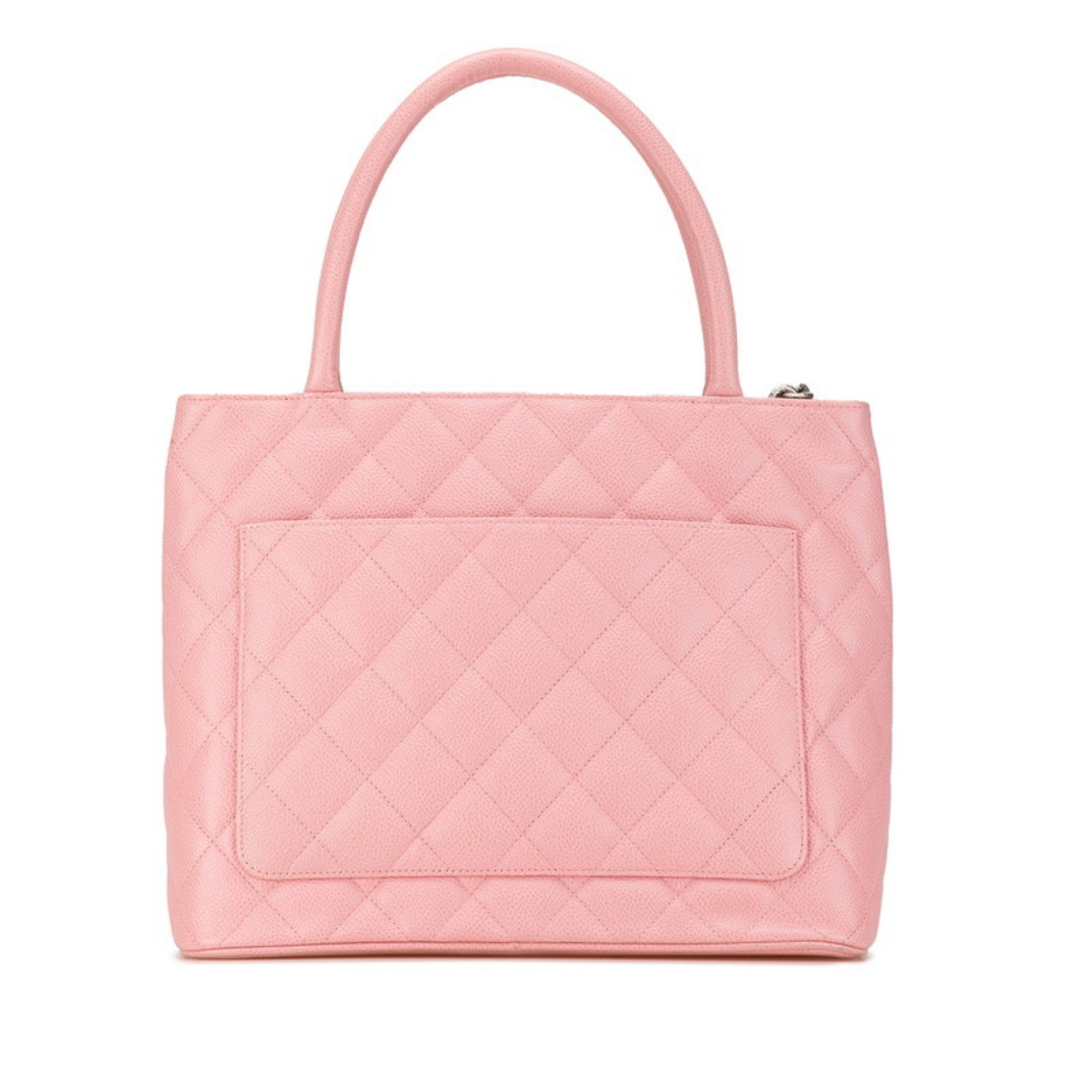 CHANEL Reprint Tote Coco Mark Bag A01804 Pink Caviar Skin Women's