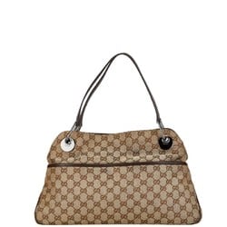 Gucci GG Canvas Tote Bag 121023 Brown Beige Leather Women's GUCCI