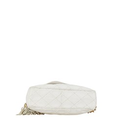 Chanel Matelasse Coco Mark Tassel Chain Shoulder Bag White Lambskin Women's CHANEL